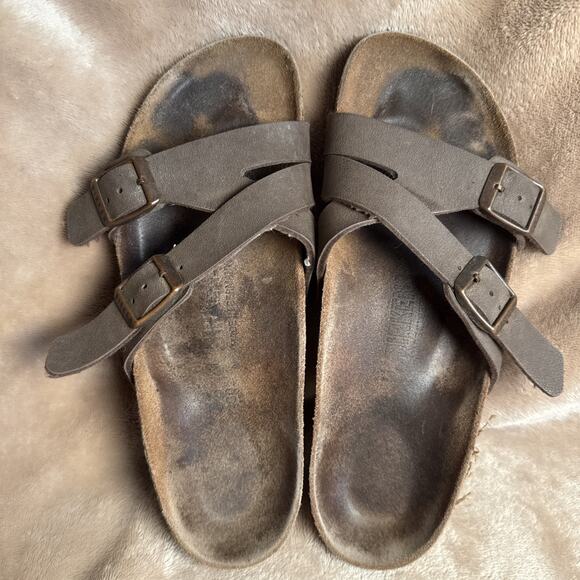 Birkenstock Yao Sandals Mocha Brown Slide Slip On Buckle Strap 36 Women 5/5.5 - Picture 6 of 8